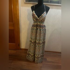 Bohemian Maxi Dress with Strappy Back